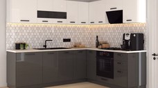 Bucatarie Daria colt V2, Alb+Antracit