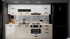 Bucatarie Daria MDF, 260x60x200cm, Alb+Cappuccino
