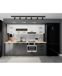 Bucatarie Daria MDF, 260x60x200cm, Alb+Gri antracit - 1