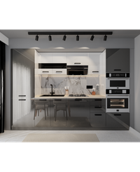 Bucatarie Daria, MDF Alb+Antracit, 303x60x200cm - 1