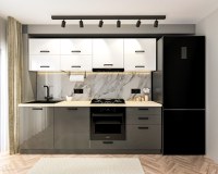 Bucatarie Daria V2, 240x60x200cm, Alb+Antracit - 1