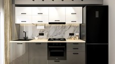 Bucatarie Daria V2, 240x60x200cm, Alb+Antracit