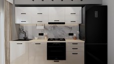 Bucatarie Daria V2, 240x60x200cm, Alb+Cappuccio