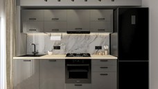 Bucatarie Daria V2, 240x60x200cm, Gri antracit