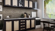Bucatarie Magda 200X60X200, Wenge + Mesteacan