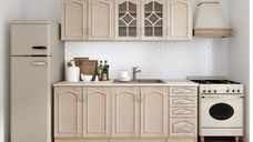 Bucatarie Olea Mebel MDF 2m, Mesteacan Cu Blat Intreg