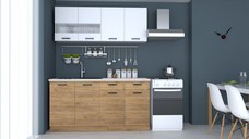 Bucatarie Vio 1.6m, 160x60x200 cm, Stejar K003