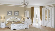 Dormitor Alexandria Alb+Auriu Tapitat