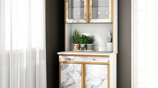 Dulap 90 Pal, Alb+Pietra Bianco 91x33 60x197 cm