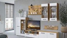 Living Nensi 3 Stejar Auriu Alb 280x47x200 cm