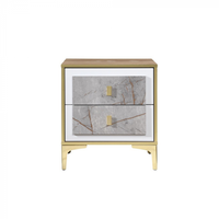 Noptiera Nero cu 2 sertare Marmura cu Aur 50x41x57 cm - 1