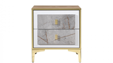 Noptiera Nero cu 2 sertare Marmura cu Aur 50x41x57 cm