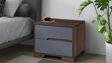 Noptiera Nora cu 2 sertare Gri Nuc 60x45x47 cm