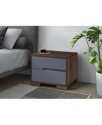 Noptiera Nora cu 2 sertare Gri Nuc 60x45x47 cm - 1