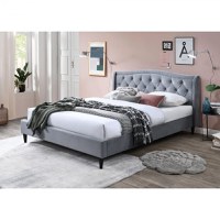 Pat tapitat Chelsea cadru din lemn cu somiera fixa Gri 160x200 cm - 1