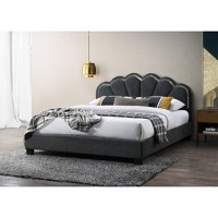 Pat tapitat Comfort 2 cu LED cadru din lemn cu somiera fixa Gri 160x200 cm - 1