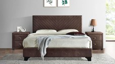 Pat Tapitat Kring Suport Saltea Inclus culoare Maro 160x200 cm