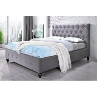 Pat tapitat Miami suport saltea inclus Gri 160x200 cm - 1