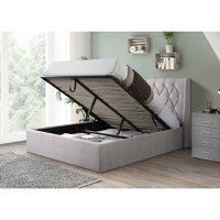 Pat tapitat Prestige 1 cu somiera metalica rabatabila si spatiu de depozitare Crem 160x200 cm - 1