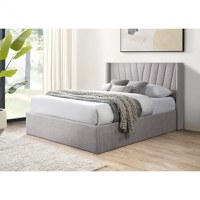 Pat tapitat Prestige 2 Crem cu somiera metalica rabatabila si spatiu de depozitare 180x200 - 1