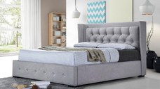 Pat tapitat Roma 160x200cm, suport saltea inclus, culoare Gri