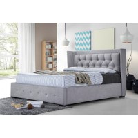 Pat tapitat Roma 160x200cm, suport saltea inclus, culoare Gri - 1