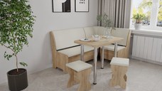 Set coltar bucatarie Tunis cu masa si 2 tabureti Stejar Aur Fildes