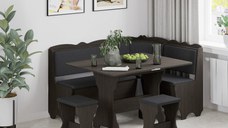 Set coltar Rodos  cu masa extensibila si 2 tabureti  Wenge Balaton