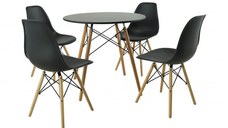 Set masa DA151BK cu 4 scaune 80x75 cm DA232BK 46x55x83 cm