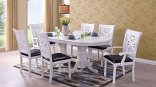 Set masa extensibila RH7038 Cu 4 scaune RH8043C cu 2 scaune RH8043CA  White 155x100x77 cm