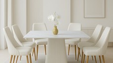 Set masa Laura cu 6 scaune tapitate