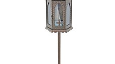 Felinar metalic pentru cimitir, Grs, F02, vopsit electrostatic, cupru lovitura de ciocan, Maro, cu picior, 95x20 cm