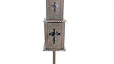 Felinar metalic pentru cimitir, Grs, F07, vopsit electrostatic, cupru lovitura de ciocan, Maro, cu picior, 130x24 cm