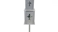 Felinar metalic pentru cimitir, Grs, F07, vopsit electrostatic, Gri granit lovitura de ciocan, cu picior, 130x24 cm