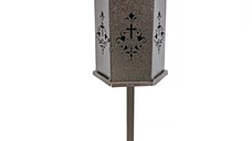 Felinar metalic pentru cimitir, Grs, F09, vopsit electrostatic, cupru lovitura de ciocan, Maro, cu picior, 105x28 cm