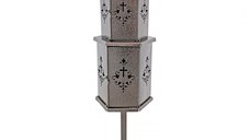 Felinar metalic pentru cimitir, Grs, F10, vopsit electrostatic, cupru „lovitura de ciocan”, maro, cu picior, 130x28 cm