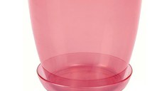 Ghiveci transparent cu farfurie pentru Orhidee, roz , 3L