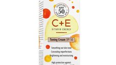 Crema tonica cu pigmenti naturali Lirene Vitamin Energy Pro C + E SPF 50, 30ml