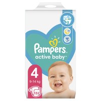 Scutece pentru copii Active Baby Mega Box Marimea 4 9 -14kg, 132 bucati, Pampers - 1