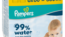 Servetele umede Pampers cu 99% apa si lotiune usoara - 360 bucati