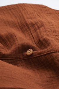Salopeta de vara cu pantaloni lungi din muselina, BabyCosy, 100%bumbac, caramiziu - 7
