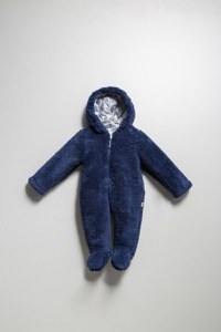 Salopeta plusata de iarna pentru bebelusi, Tongs Baby, captusita cu fermoar, bleumarine - 1