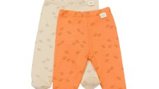 Set 2 pantalonasi cu botosei Printed, BabyCosy, 50% modal+50% bumbac, Stone/Apricot