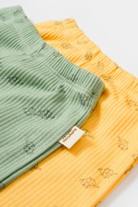 Set 2 pantalonasi Printed, BabyCosy, 50% modal+50% bumbac, Verde/Lamaie - 2