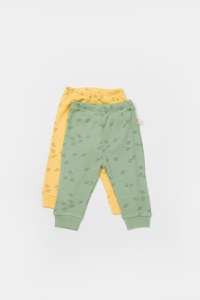 Set 2 pantalonasi Printed, BabyCosy, 50% modal+50% bumbac, Verde/Lamaie - 3