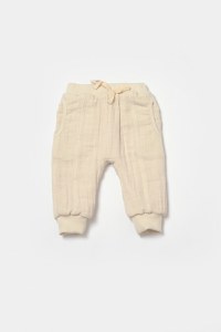 Set bluza dublata si pantaloni Ursulet, Winter muselin, 100% bumbac - Stone, BabyCosy - 5