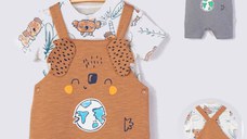 Set salopeta cu tricou de vara pentru bebelusi Koala, Tongs baby