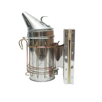 Afumator albine din otel galvanizat cu cilindru scut termic si burduf din piele 190mm, Cod: DISKR09 - 1