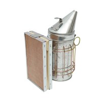 Afumator albine din otel galvanizat cu cilindru scut termic si burduf din piele 190mm, Cod: DISKR09 - 2