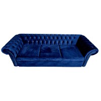 Canapea Extensibila Chesterfield, 250x100x75cm, 3 locuri, Velutto 25 Navy, Glasspandoor - 2